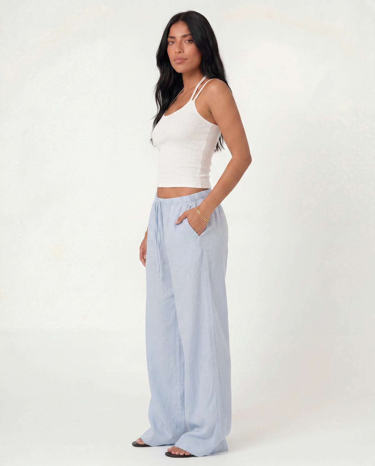 Beach Babe Linen Pants in Blue