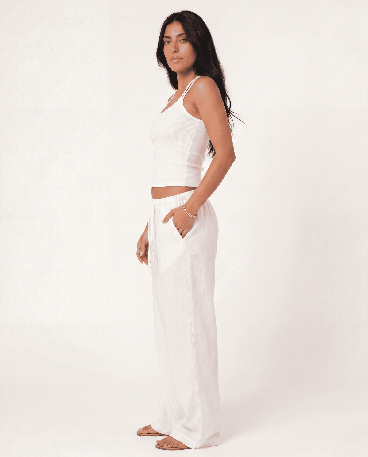 Beach Babe Linen Pants in White