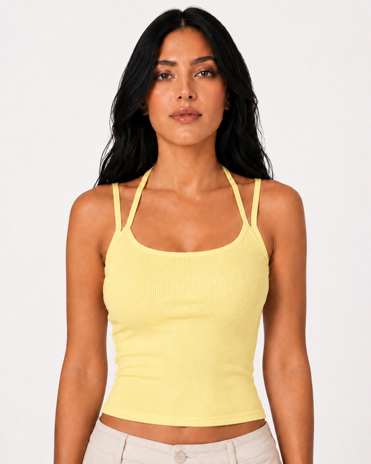double trouble top in butter yellow