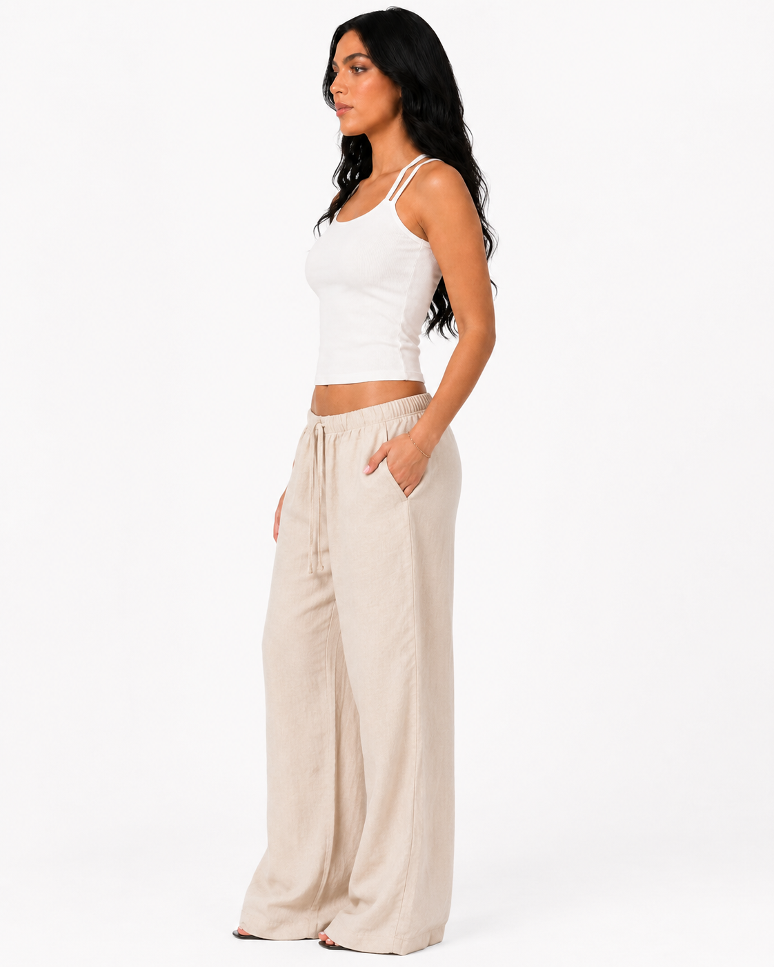 beach babe linen pants in beige