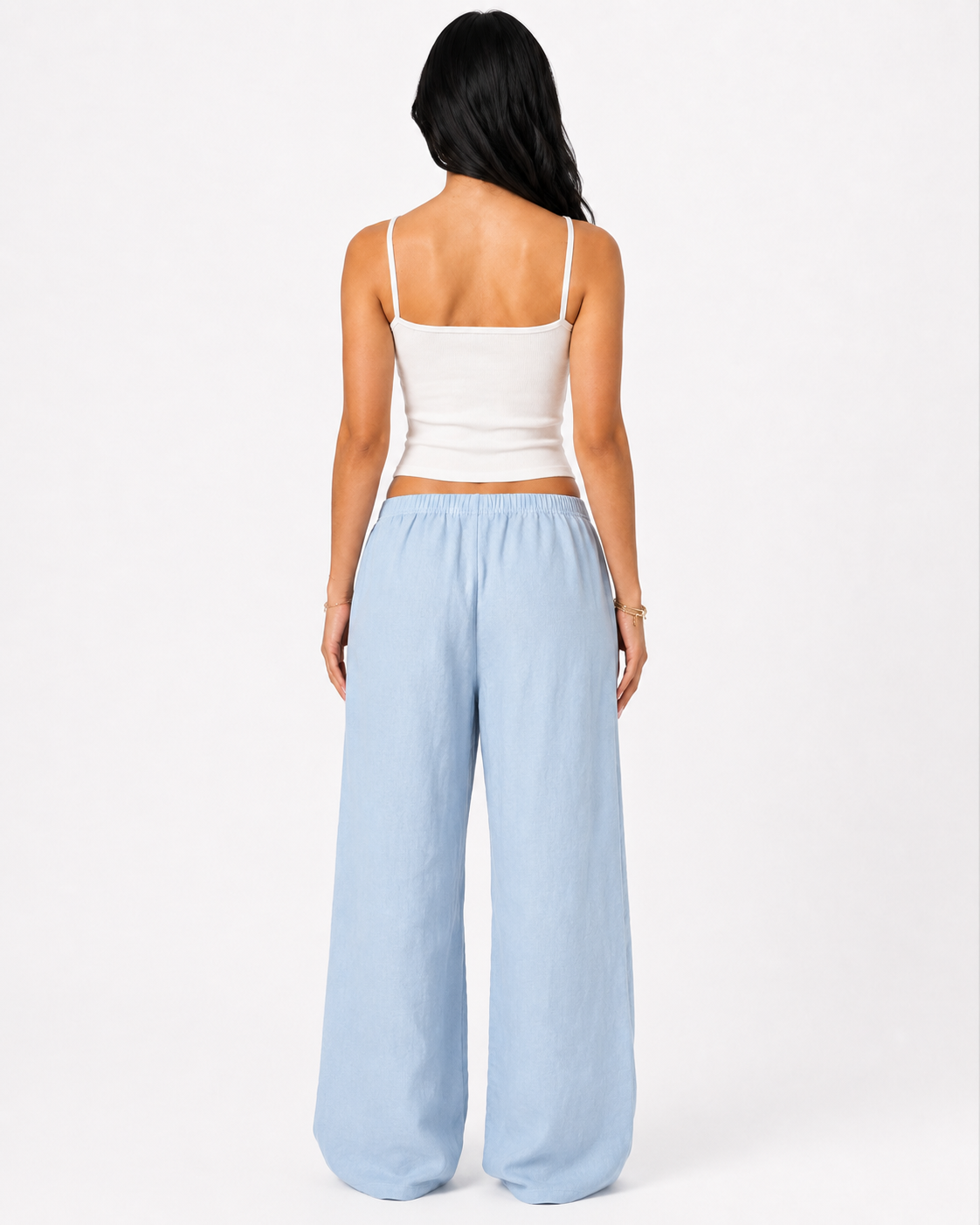 beach babe linen pants in blue