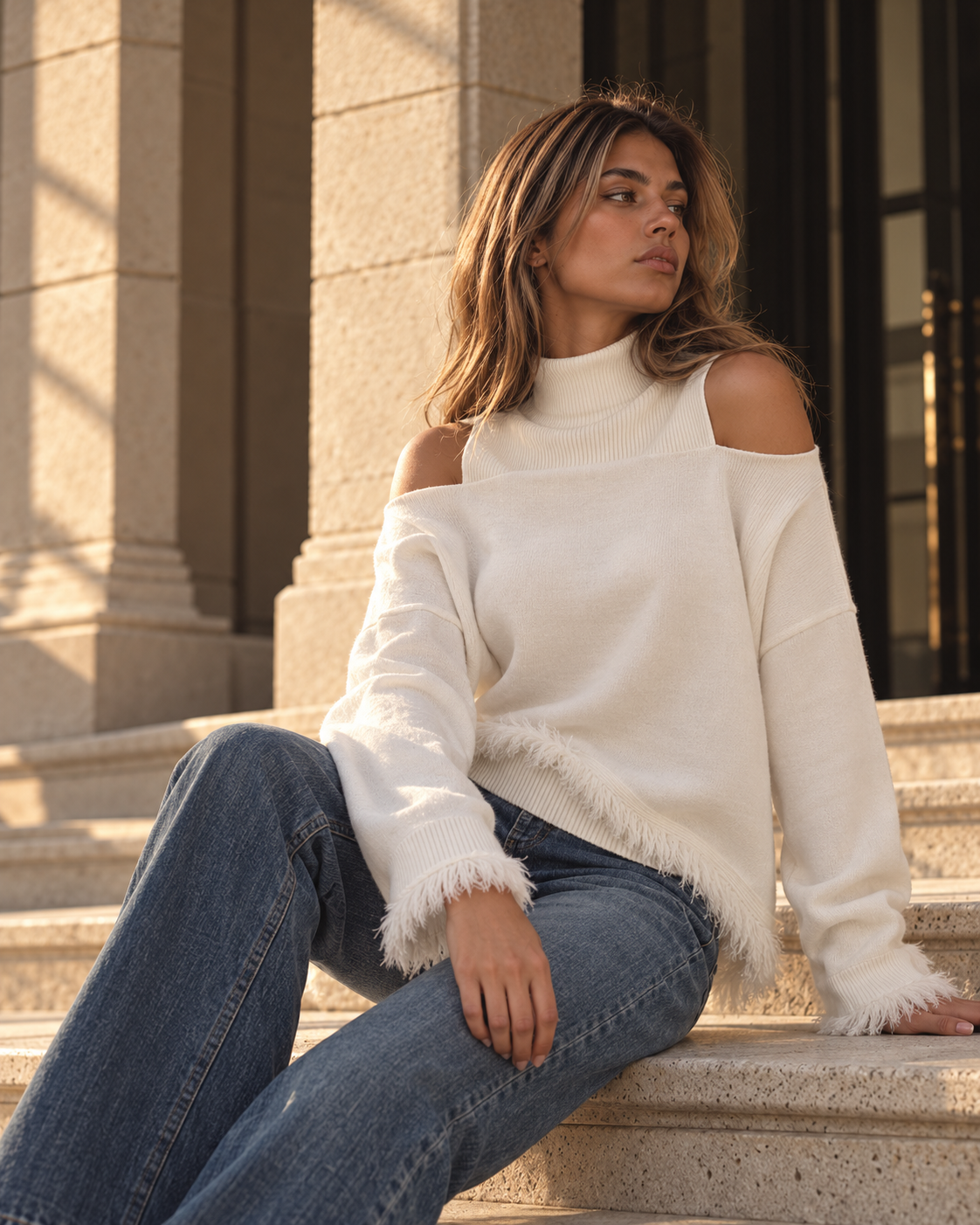 Cold Shoulder Knit Set