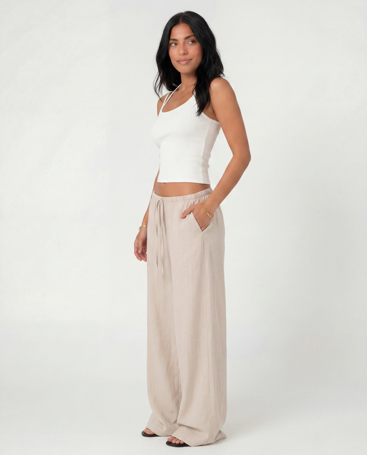 Beach Babe Linen Pants in Beige