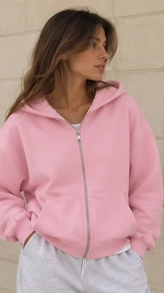 Steal-Back Zip Hoodie in Baby Pink