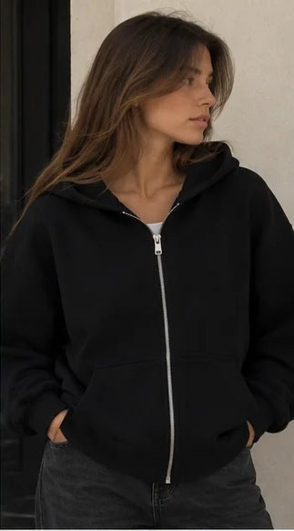 Steal-Back Zip Hoodie in Black