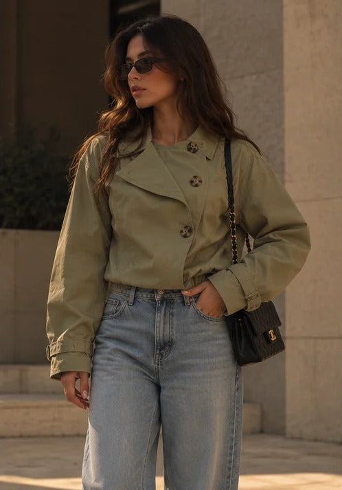 Short Notice Trench in Light Olive Green